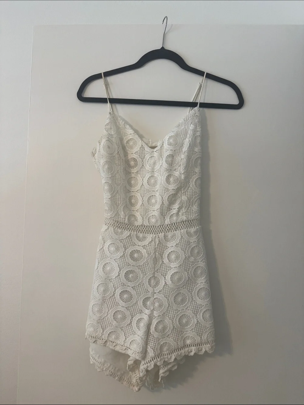 Lovers + Friends White Crochet Lace Romper